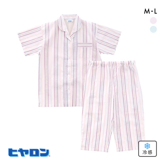 ヒヤロン レディース ルームウェア パジャマ 上下セット 半袖 7分丈パンツ 接触冷感 着るヒヤロン