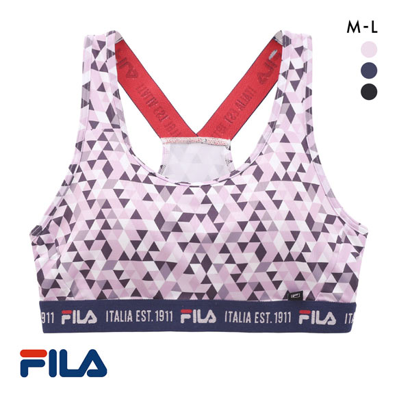 フィラ レディース デザイン ハーフトップ ブラジャー スポーツブラ ノンワイヤー モールドカップ ワイヤレスブラ FILA