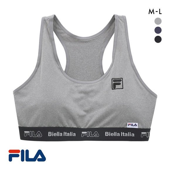 フィラ レディース ロゴ刺繍 ハーフトップ ブラジャー スポーツブラ ノンワイヤー モールドカップ ワイヤレスブラ FILA