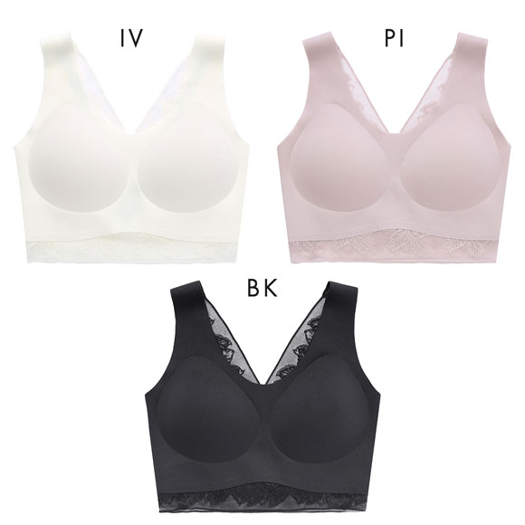 RCSP リカサポ 血行促進 レディース ハーフトップ レース ノンワイヤー ブラジャー シームレス ML リカバリーサポートウェア