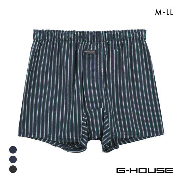 ジーハウス ハンモックサポーター ニット トランクス ストライプ 天竺 メンズ 前開き M L LL G-HOUSE