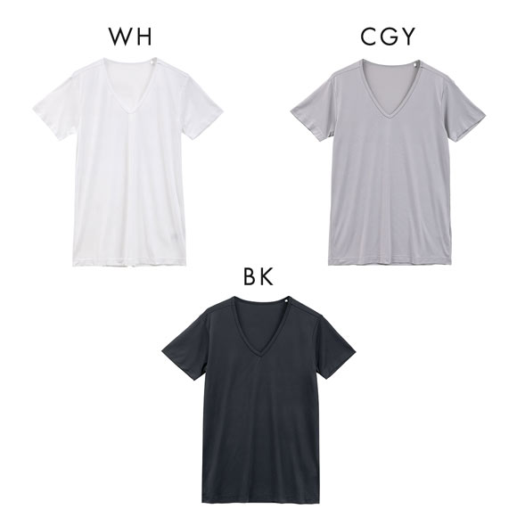 ヒヤロン メンズ Tシャツ Vネック 半袖 メッシュ シャツ インナー M L LL 接触冷感 大きいサイズ