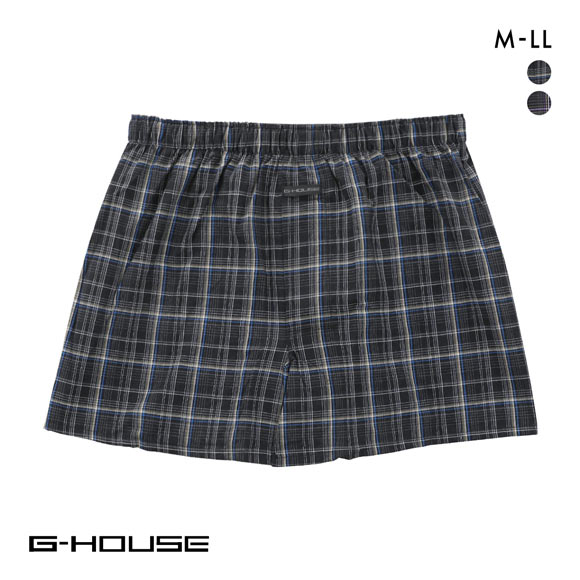 ジーハウス ハンモックサポーター 布帛 トランクス チェック柄 メンズ 前開き M L LL G-HOUSE