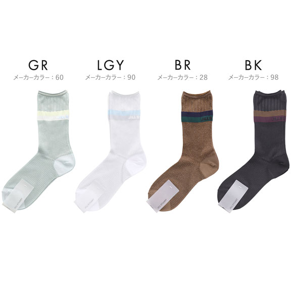 ジルスチュアート ラメリブボーダー クルー丈ソックス 靴下 ラメ レディース 透け感 JILLSTUART 23-25cm