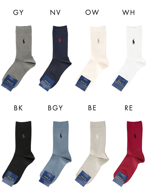 ポロ ラルフローレン POLO RALPH LAUREN ワンポイント 定番 リブソックス クルー丈 22-24 24-26 靴下 レディース カジュアル ギフト スクール