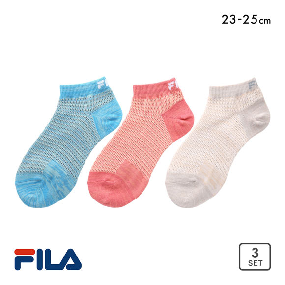 フィラ ビッグメッシュ スニーカー丈 ソックス 靴下 3足組 レディース FILA 23-25cm