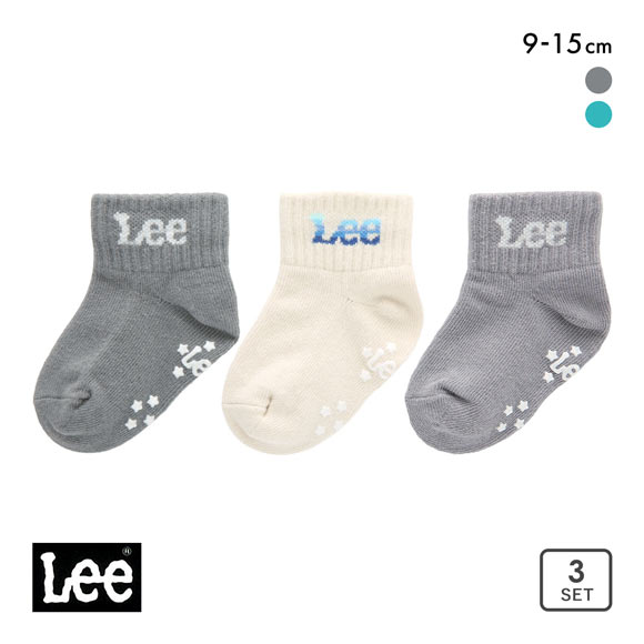 リー キッズ ベビー ソックス3足セット 9-15cm 滑り止め付き ジュニア こども 靴下 LEE