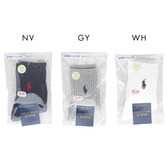 ポロ ラルフローレン POLO RALPH LAUREN 子供 ワンポイントロゴ刺繍 リブソックス クルー丈 13-15 16-18 18-20 日本製 ベビー キッズ ジュニア 靴下