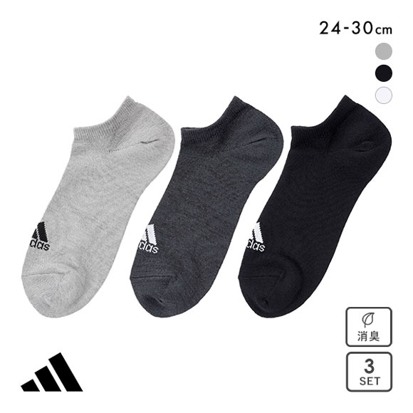 アディダス adidas スニーカー丈ソックス 靴下 メンズ 3足組 破れにくい 消臭 定番 ベーシック 24-26cm 26-28cm 28-30cm