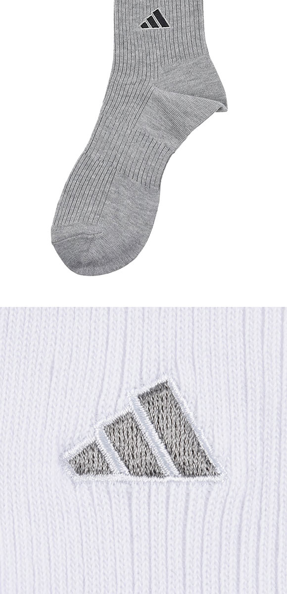 アディダス ベーシック クルー丈 ソックス 3足セット メンズ 靴下 adidas 破れにくい 消臭 24-26cm 26-28cm 28-30cm