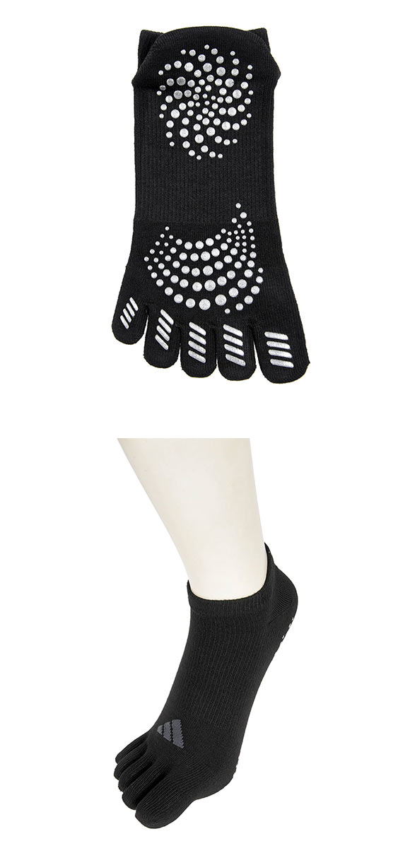 アディダス ワンポイントロゴ スニーカー丈 五本指ソックス 足底滑り止め付き メンズ 靴下 adidas 25-27cm