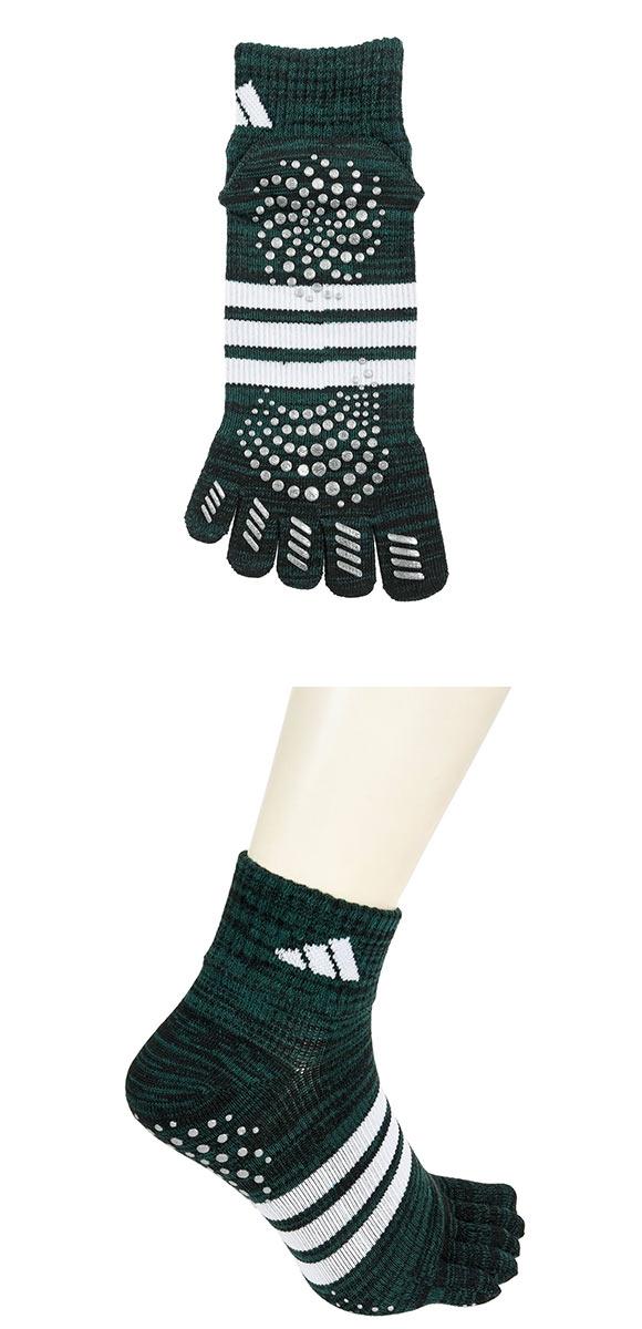 アディダス スリーストライプ ショート丈 5本指ソックス 足底滑り止め付き メンズ 靴下 adidas 25-27cm