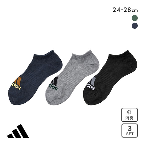 アディダス adidas スニーカー丈ソックス 3足組 靴下 メンズ 破れにくい 消臭 24-26cm 26-28cm