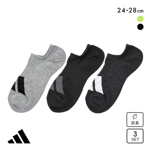 アディダス ゴースト ソックス 3足セット メンズ 靴下 adidas 破れにくい 消臭 24-26cm 26-28cm