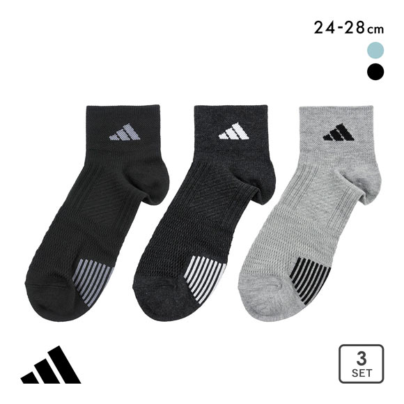 アディダス スーパーメッシュ ショート丈 ソックス 3足セット メンズ 靴下 adidas 24-26cm 26-28cm