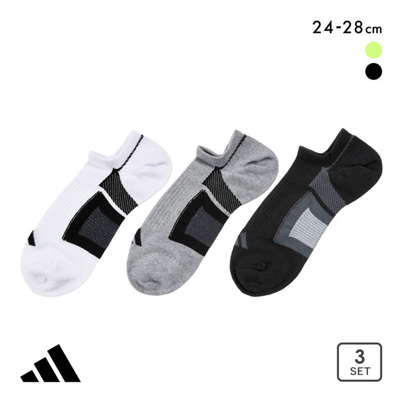 アディダス ドライ ゴースト ソックス 3足セット メンズ 靴下 adidas 吸水速乾 24-26cm 26-28cm
