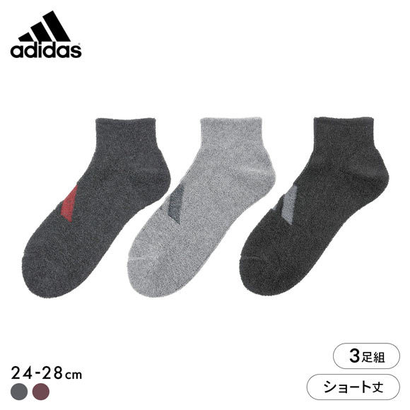 アディダス ビッグロゴ フルパイル ショート丈 ソックス 3足セット WARM メンズ 靴下 adidas 24-26cm 26-28cm