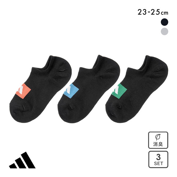 アディダス 甲メッシュ スニーカーインソックス 3足セット レディース 靴下 adidas 消臭 破れにくい 23-25cm