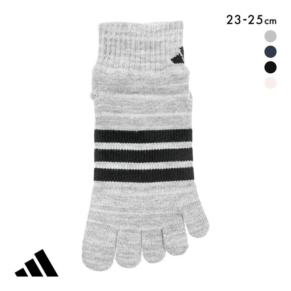アディダス スリーストライプ 足底滑り止め付き 5本指 ショート丈 ソックス レディース adidas 23-25cm