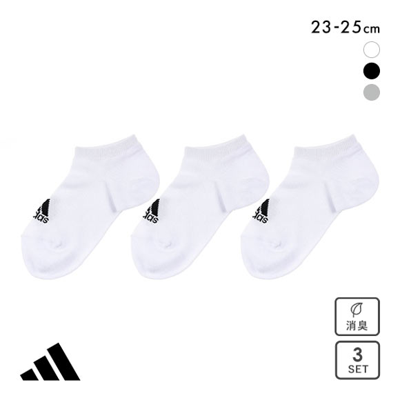 アディダス adidas スニーカー丈ソックス 三足組 レディース ワンポイント 消臭 定番 ベーシック 23-25cm