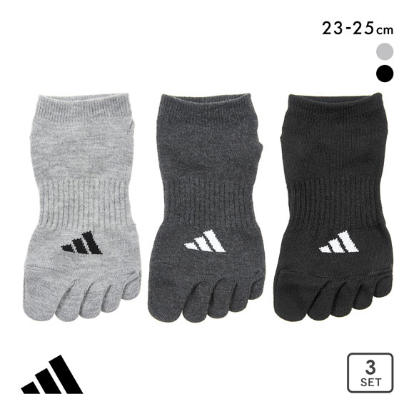 アディダス ベーシック 5本指 スニーカー丈 ソックス 3足セット レディース 靴下 adidas 破れにくい 23-25cm