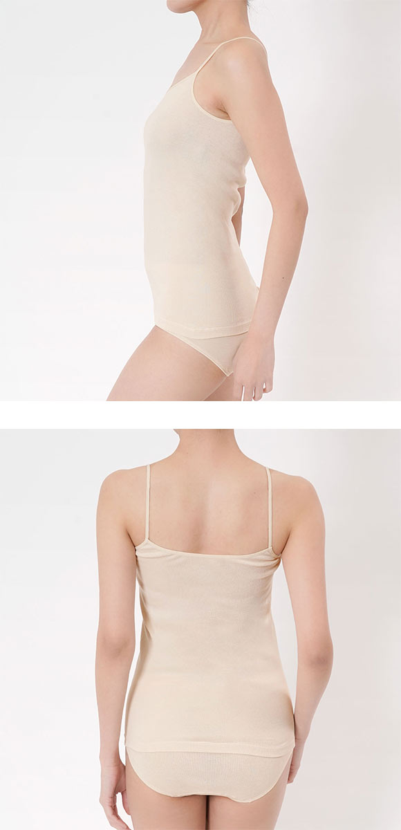 福助 満足 綿100％なのにひんやり キャミソール レディース インナー 冷感綿 Fukuske