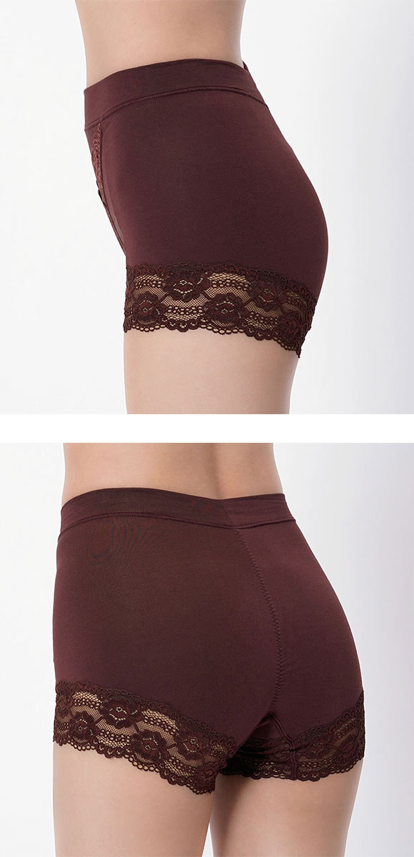 福助 Fukuske 集中美腹メイク 1分丈ショーツ やや深ばき フロントレース ボーイレングス レディース 単品