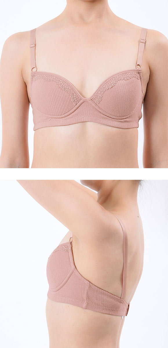 福助 キハダ モールドカップ ノンワイヤー ブラジャー レディース M L fukuske kihada