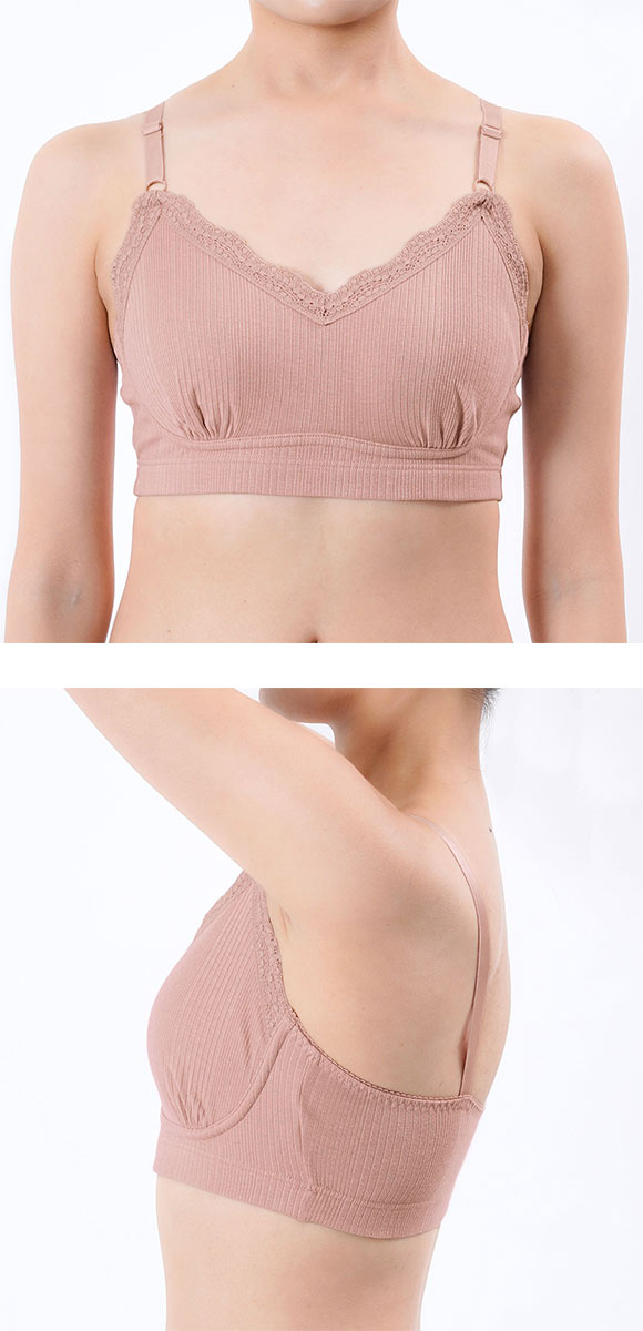 福助 キハダ ハーフトップ レディース ノンワイヤー ブラジャー M L fukuske kihada