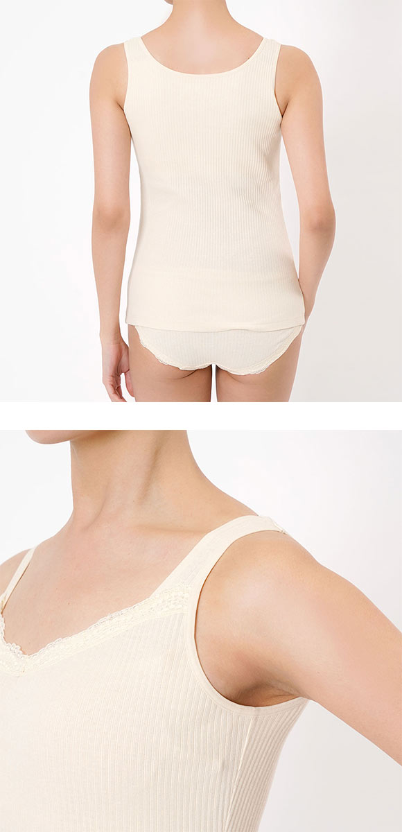 福助 kihada コットン100％ カップ付き タンクトップ レディース インナー fukuske キハダ