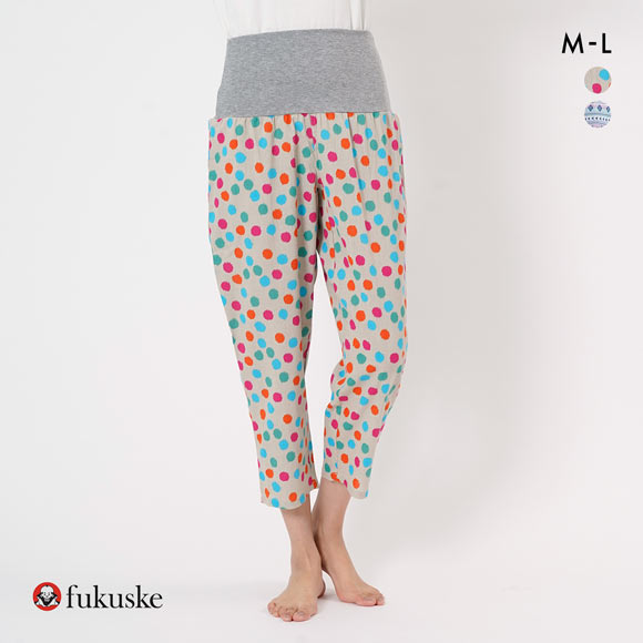 福助 綿楊柳 腹巻付き 9分丈パンツ レディース ルームウェア パジャマ fukuske