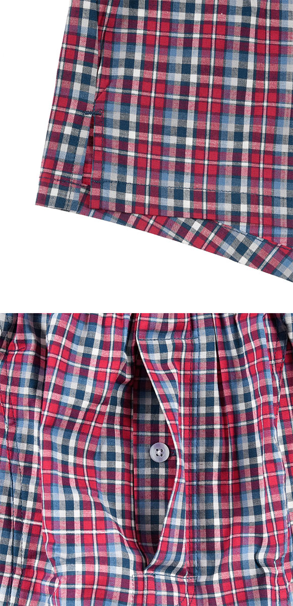 福助 SHITATEYA PANTS ストレッチ トランクス メンズ チェックプリント 前あき fukuske