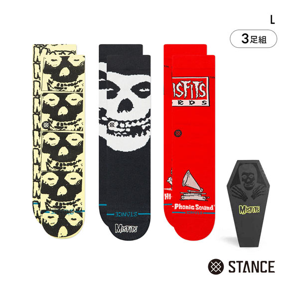 スタンス MISFITS BOX SET ミスフィッツ クルー丈 ソックス 3足セット メンズ STANCE 靴下