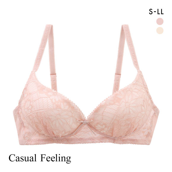 カジュアルフィーリング キラキラレース ノンワイヤー ブラジャー レディース リラクシング Casual Feeling