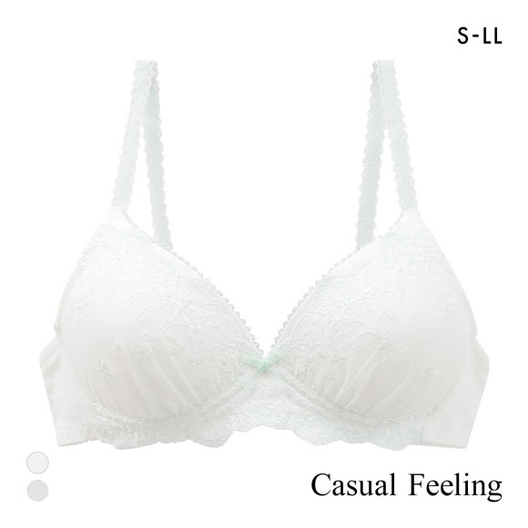 カジュアルフィーリング コットンレース ノンワイヤー ブラジャー レディース リラクシング Casual Feeling OW GY