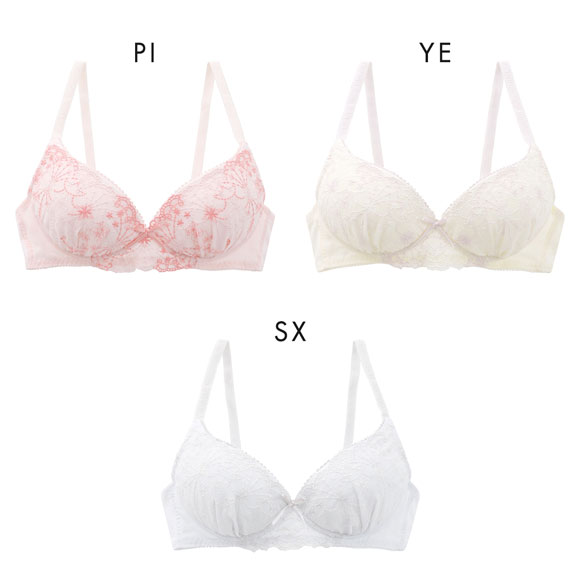 カジュアルフィーリング シフォン刺繍レース ノンワイヤー ブラジャー レディース リラクシング Casual Feeling