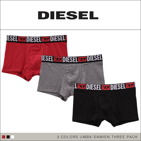 ディーゼル DIESEL MENS UMBX-DAMIEN THREE PACK 3パック コットンストレッチ ボクサーブリーフ　前閉じ