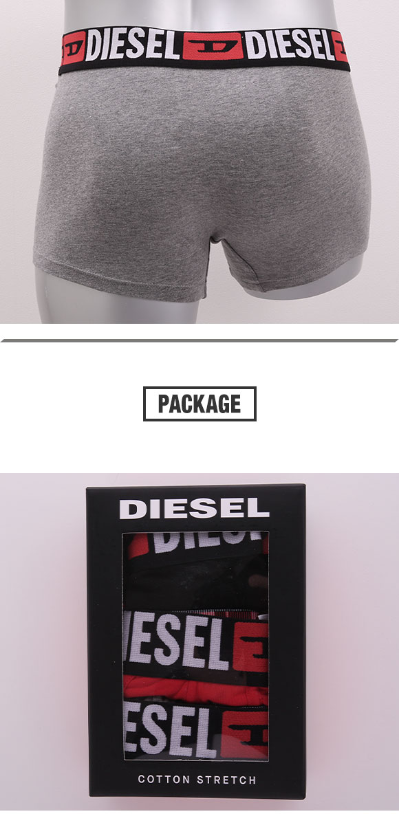 ディーゼル DIESEL MENS UMBX-DAMIEN THREE PACK 3パック コットンストレッチ ボクサーブリーフ　前閉じ