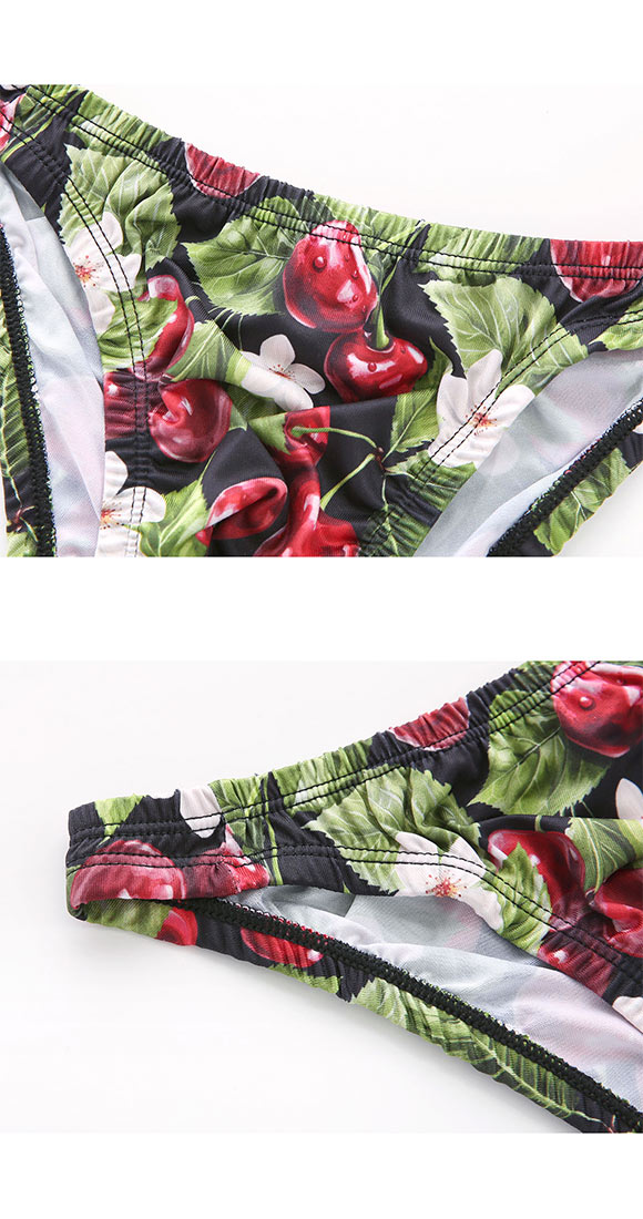 キングノバ チェリー柄 ビキニ パンツ フルバック メンズ 前とじ M L LL  KING NOVA ストレッチ プリント