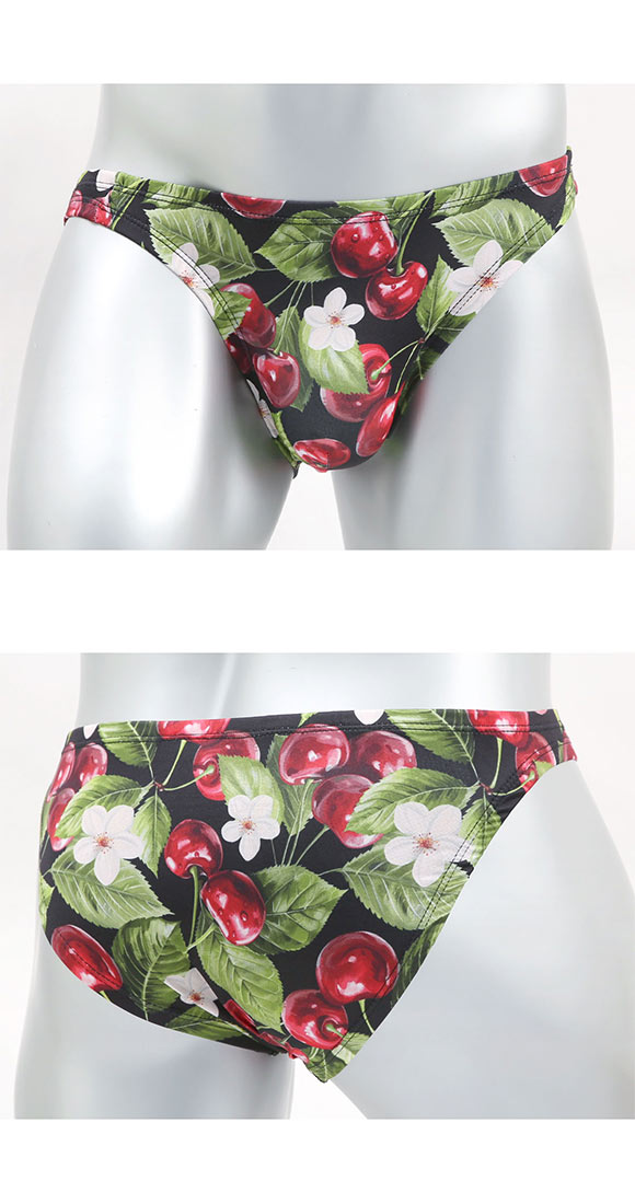 キングノバ チェリー柄 ビキニ パンツ フルバック メンズ 前とじ M L LL  KING NOVA ストレッチ プリント