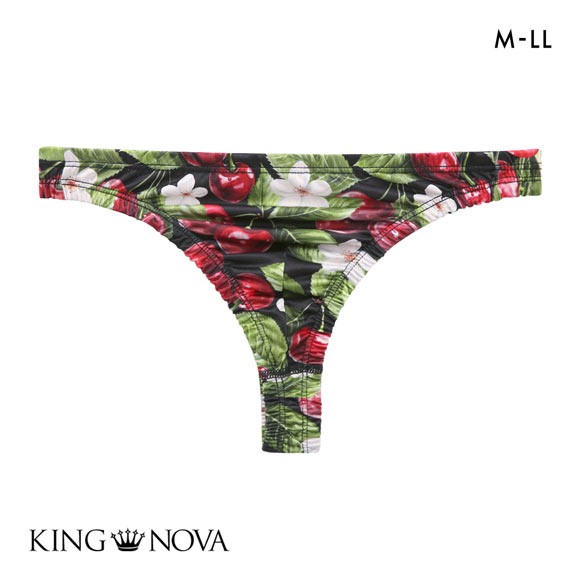 キングノバ チェリー柄 Tバック ビキニ パンツ メンズ 前とじ M L LL  KING NOVA ストレッチ プリント