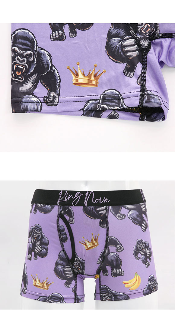 キングノバ アメコミ風ゴリラ柄 ボクサーパンツ メンズ 前あき  M L LL KING NOVA ストレッチ プリント