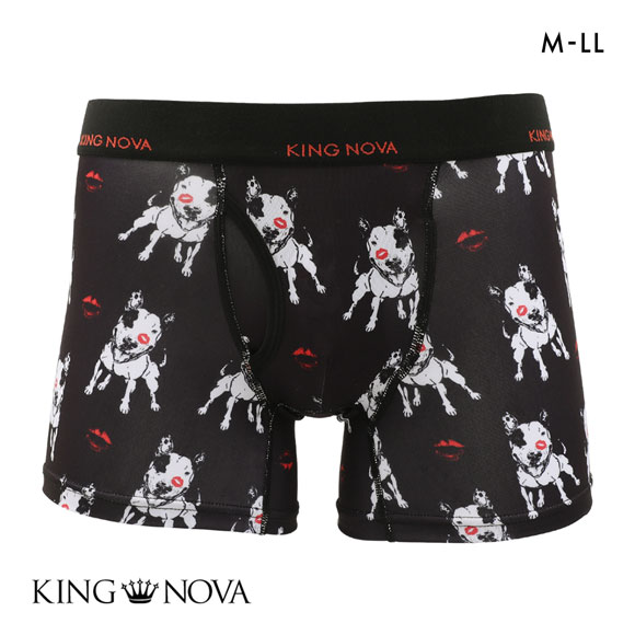キングノバ ブルテリア柄 ボクサーパンツ メンズ 前あき  M L LL ストレッチ プリント KING NOVA 犬 dog