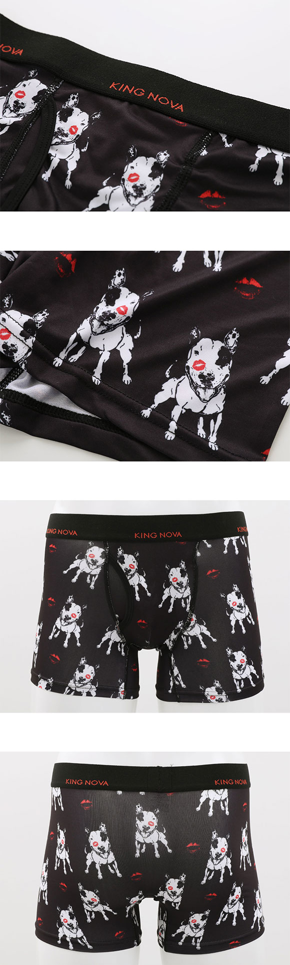 キングノバ ブルテリア柄 ボクサーパンツ メンズ 前あき  M L LL ストレッチ プリント KING NOVA 犬 dog