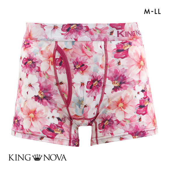 キングノバ フラワー柄 ボクサーパンツ メンズ 前開き M L LL KING NOVA ストレッチ プリント