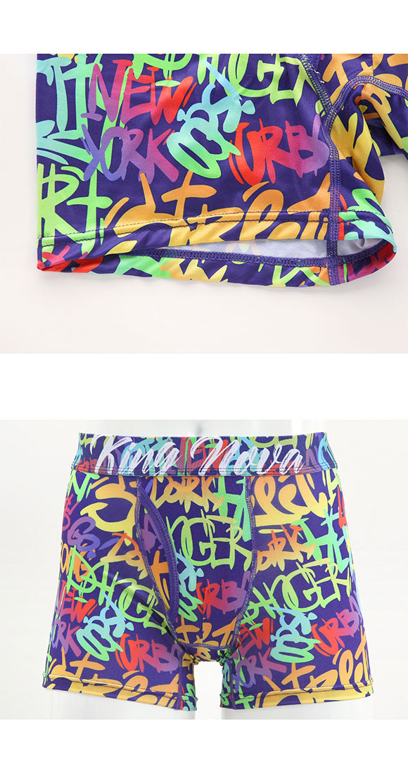 キングノバ 英字アート柄 ボクサーパンツ メンズ 前開き M L LL KING NOVA ストレッチ プリント