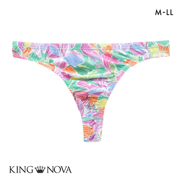 キングノバ トロピカル柄 Tバック ビキニ パンツ メンズ 前とじ M L LL ストレッチ プリント 大きいサイズ KING NOVA