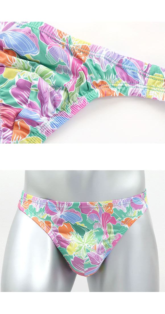 キングノバ トロピカル柄 Tバック ビキニ パンツ メンズ 前とじ M L LL ストレッチ プリント 大きいサイズ KING NOVA