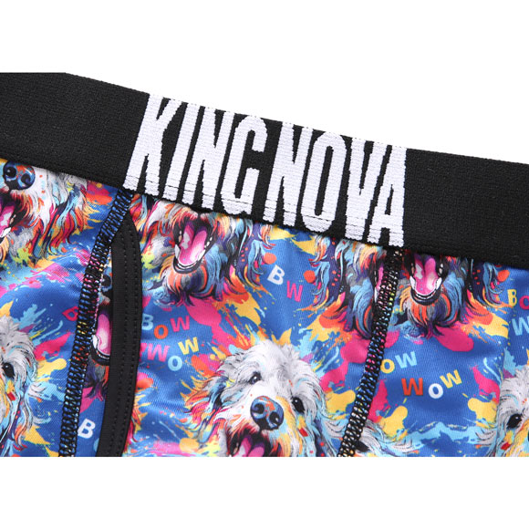 キングノバ スプラッシュわんこ柄 ボクサーパンツ メンズ 前あき M L LL ストレッチ プリント 大きいサイズ 贈り物 ギフト KING NOVA