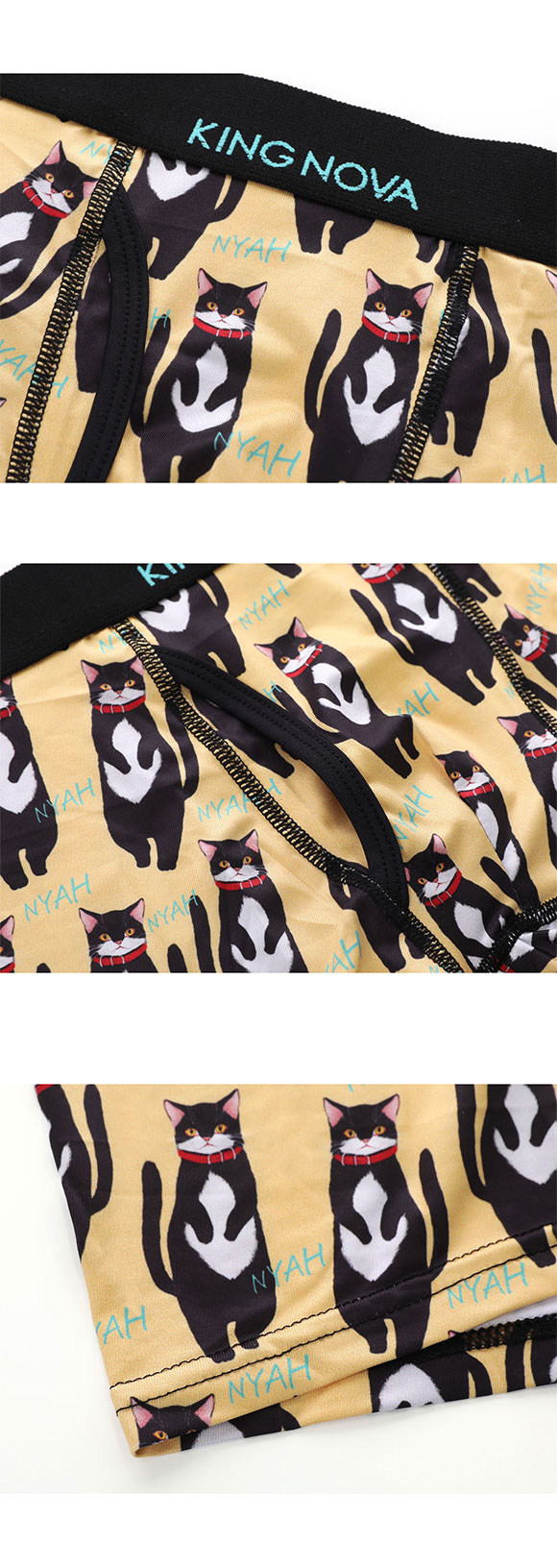 キングノバ 黒猫柄 ボクサーパンツ メンズ 前あき  M L LL ストレッチ プリント 大きいサイズ 贈り物 ギフト KING NOVA